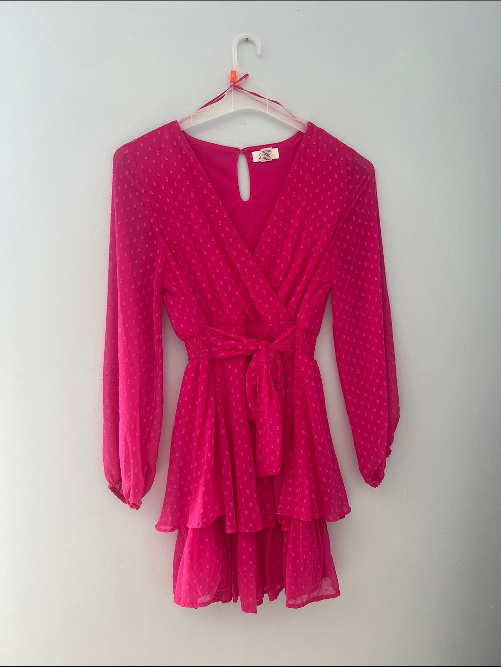 Dry Goods Hot Pink Tiered Wrap Dress